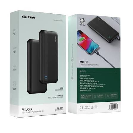 پاوربانک گرین لاین مدل 20W Milos GL-PB84 ظرفیت 20000 میلی آمپر